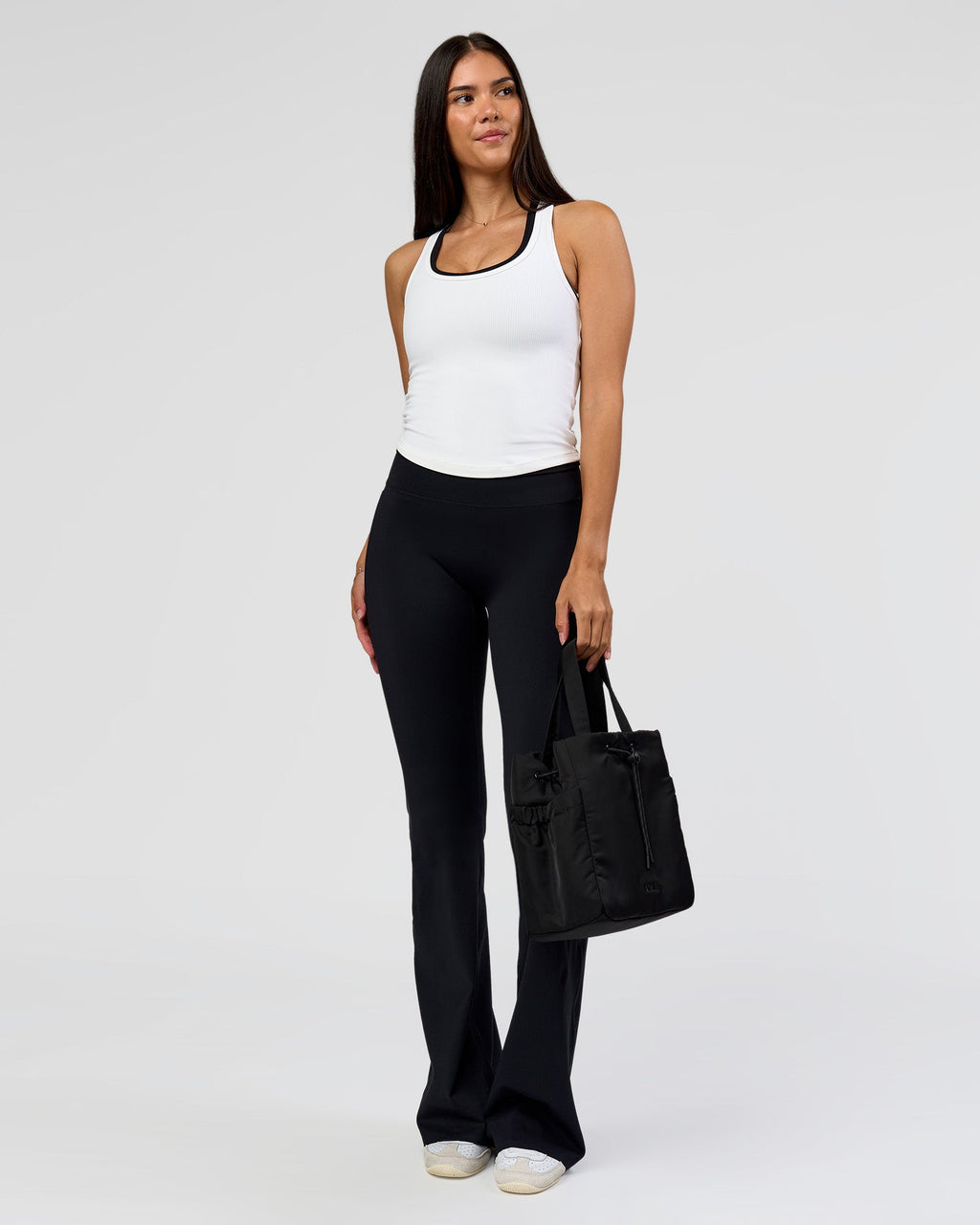Fusion V-Contour High-Rise Flared Tall Legging Pockets - Black