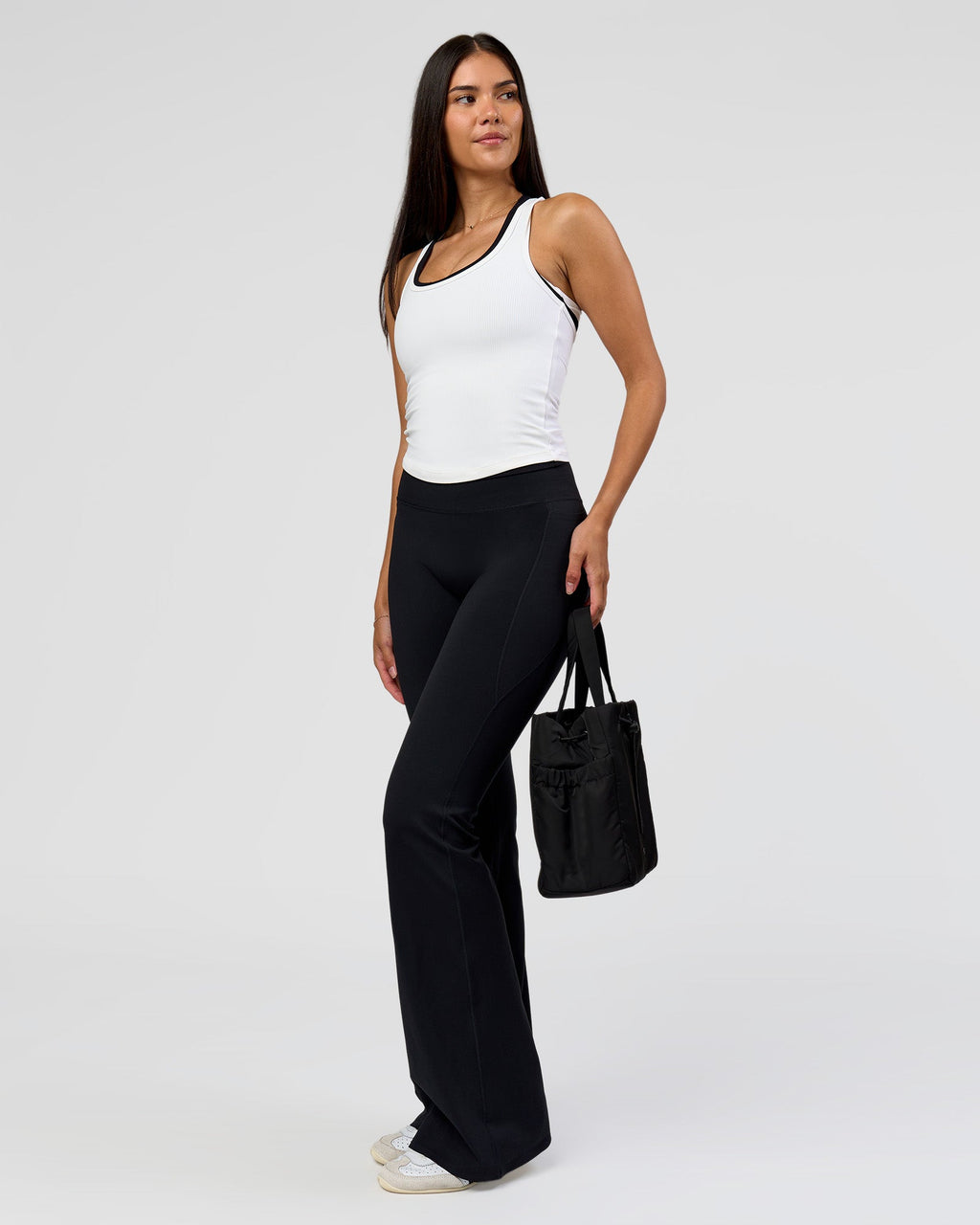 Fusion V-Contour High-Rise Flared Tall Legging Pockets - Black