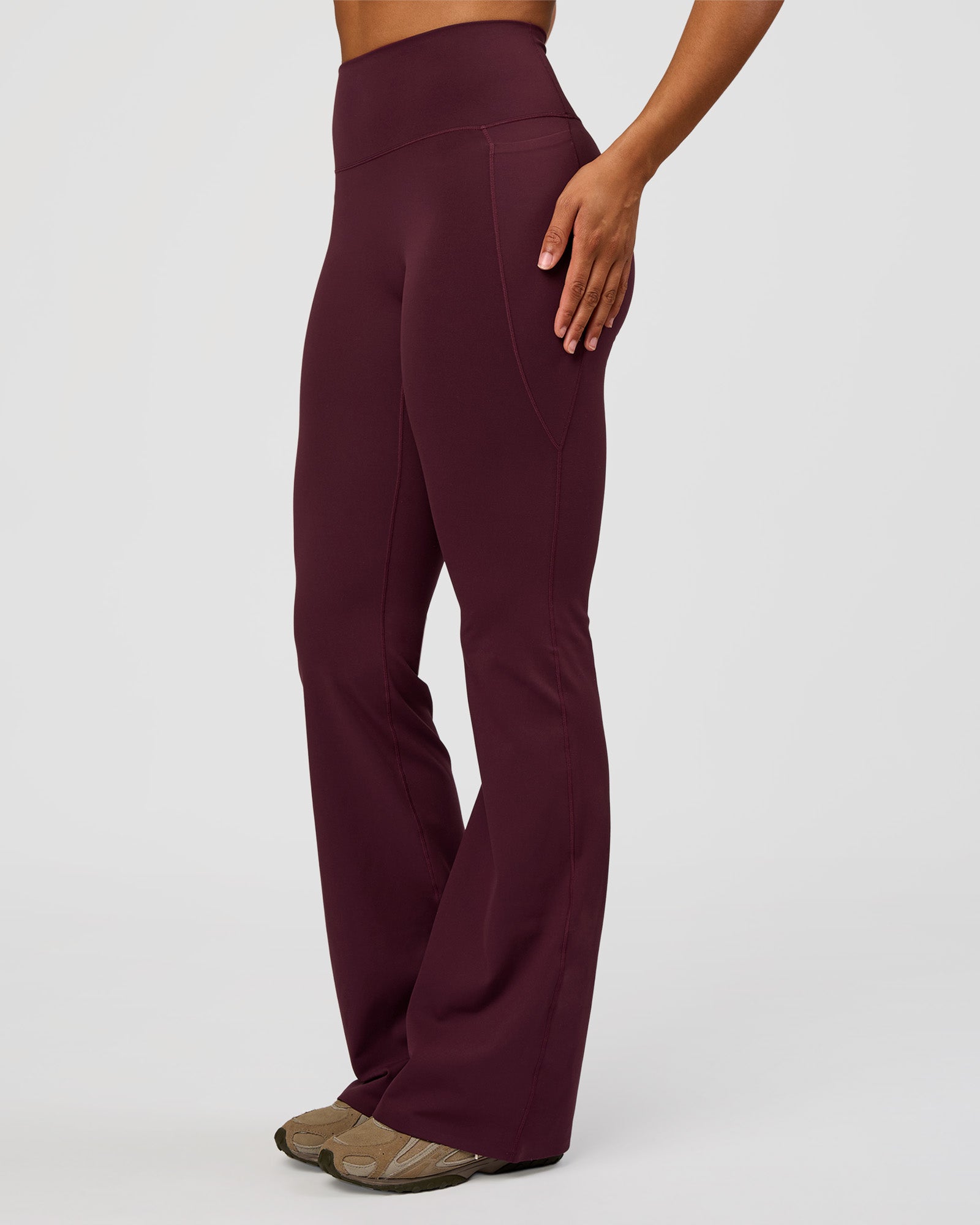 Fusion V-Contour High-Rise Flared Tall Legging Pockets - Cherry Lacquer