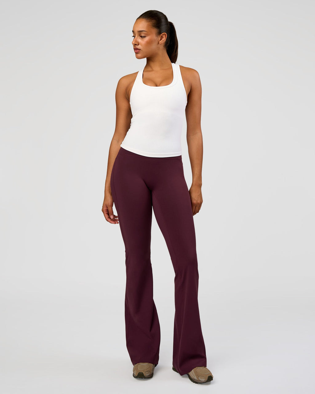Fusion V-Contour High-Rise Flared Tall Legging Pockets - Cherry Lacquer