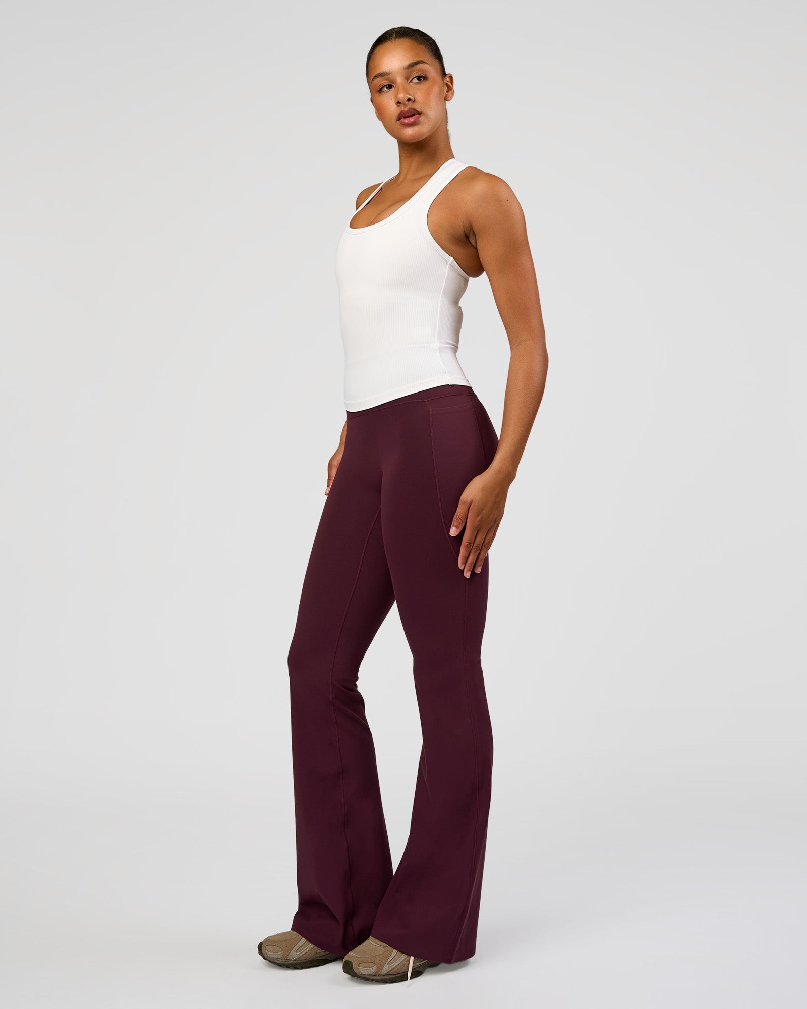 Fusion V-Contour High-Rise Flared Tall Legging Pockets - Cherry Lacquer
