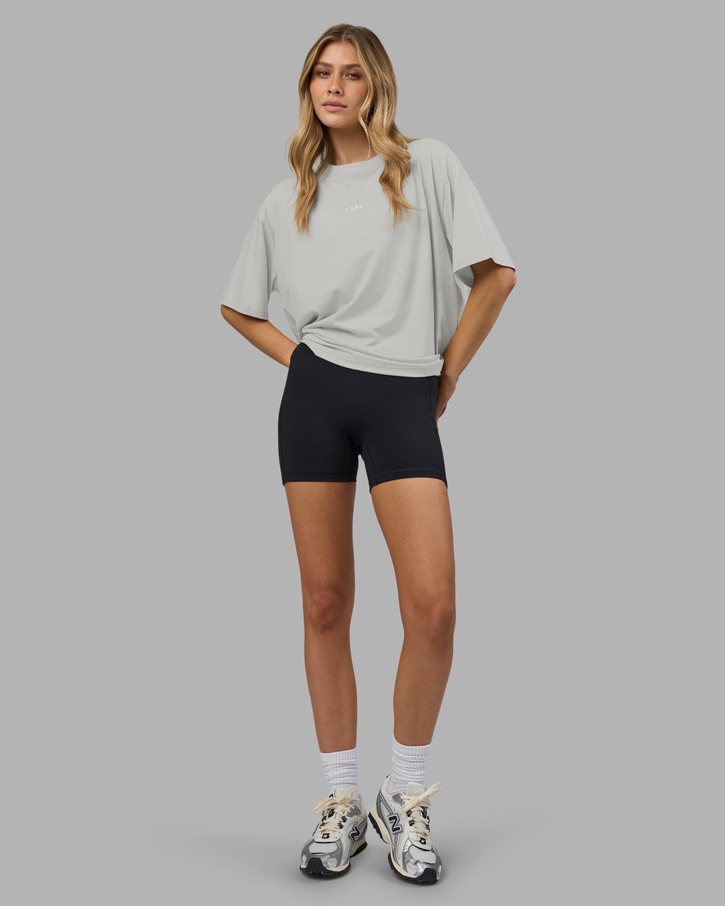 Go-To FLXCotton Oversized Tee - Digital Mist-White