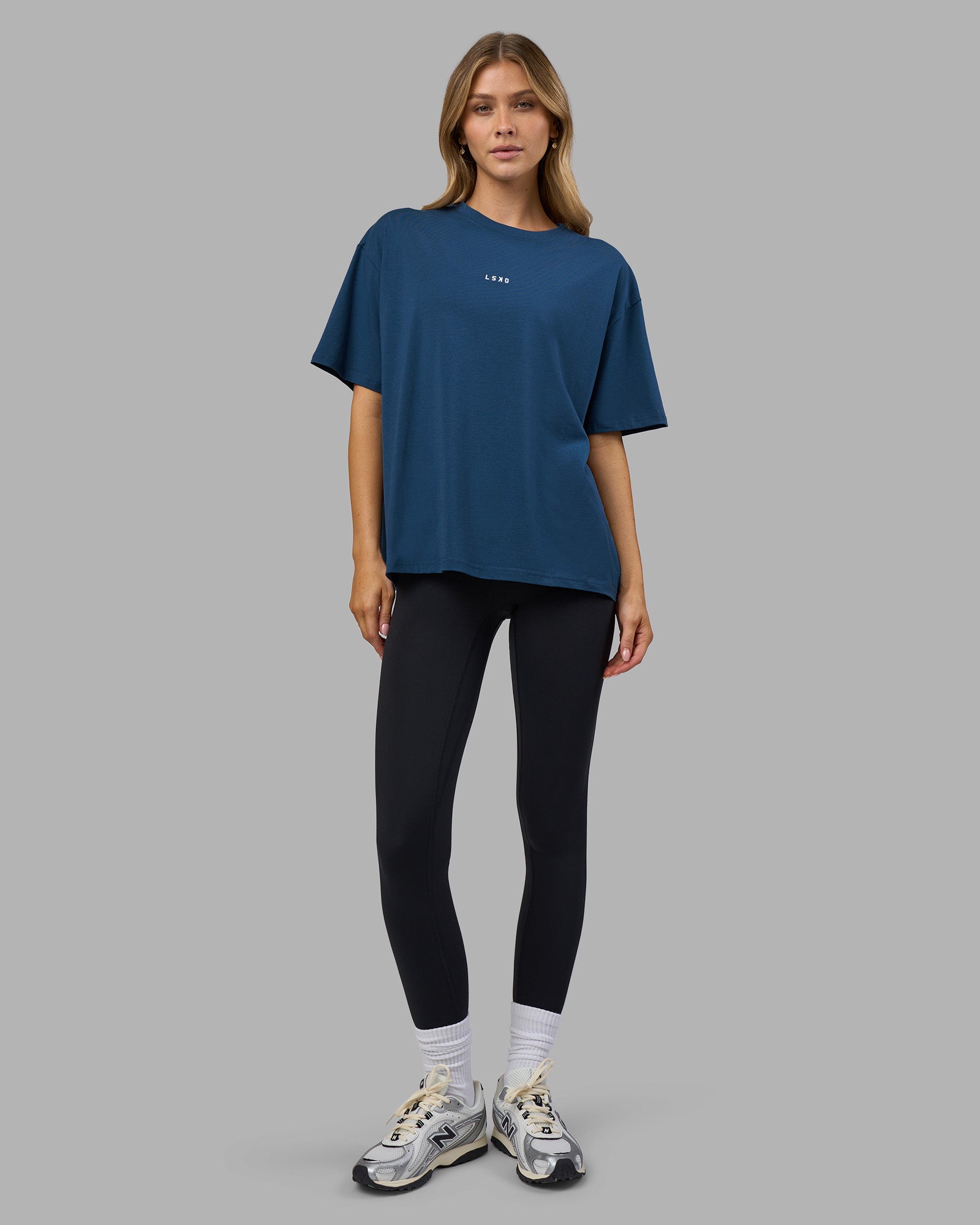 Go-To FLXCotton Oversized Tee - Indigo-White