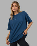 Go-To FLXCotton Oversized Tee - Indigo-White