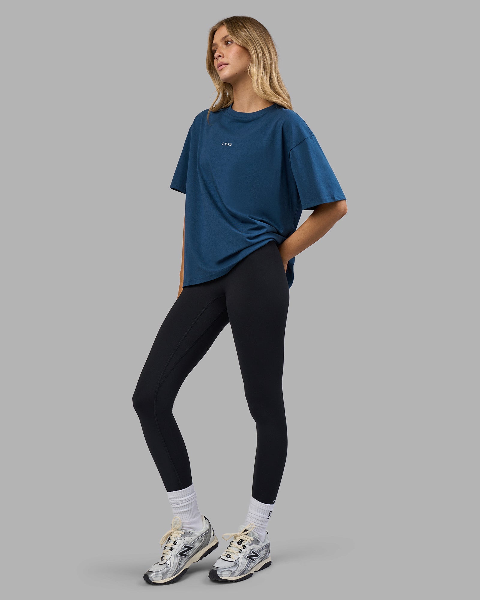 Go-To FLXCotton Oversized Tee - Indigo-White