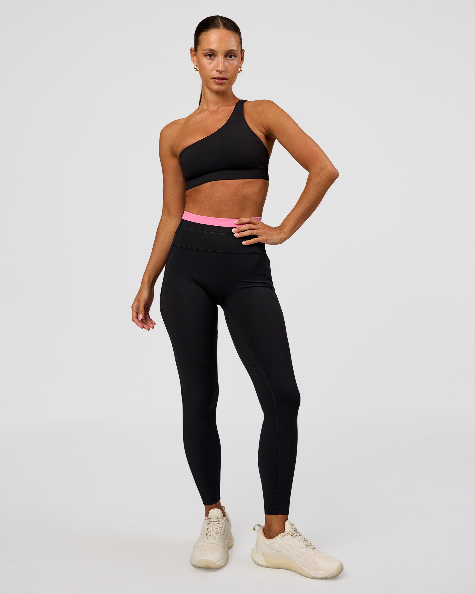 Liberate High-Rise Full Length Legging Pockets - Black-Candy Pink