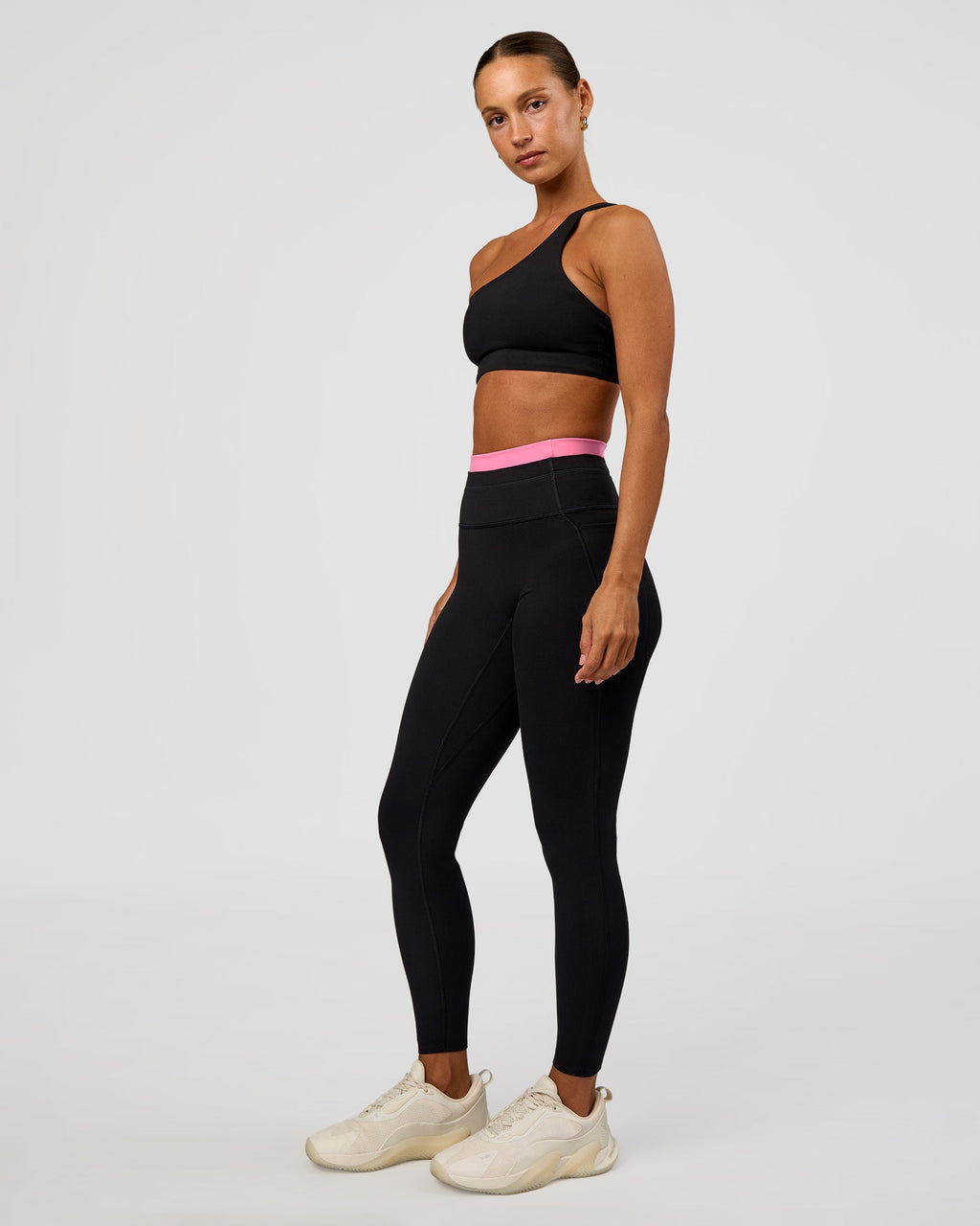 Liberate High-Rise Full Length Legging Pockets - Black-Candy Pink