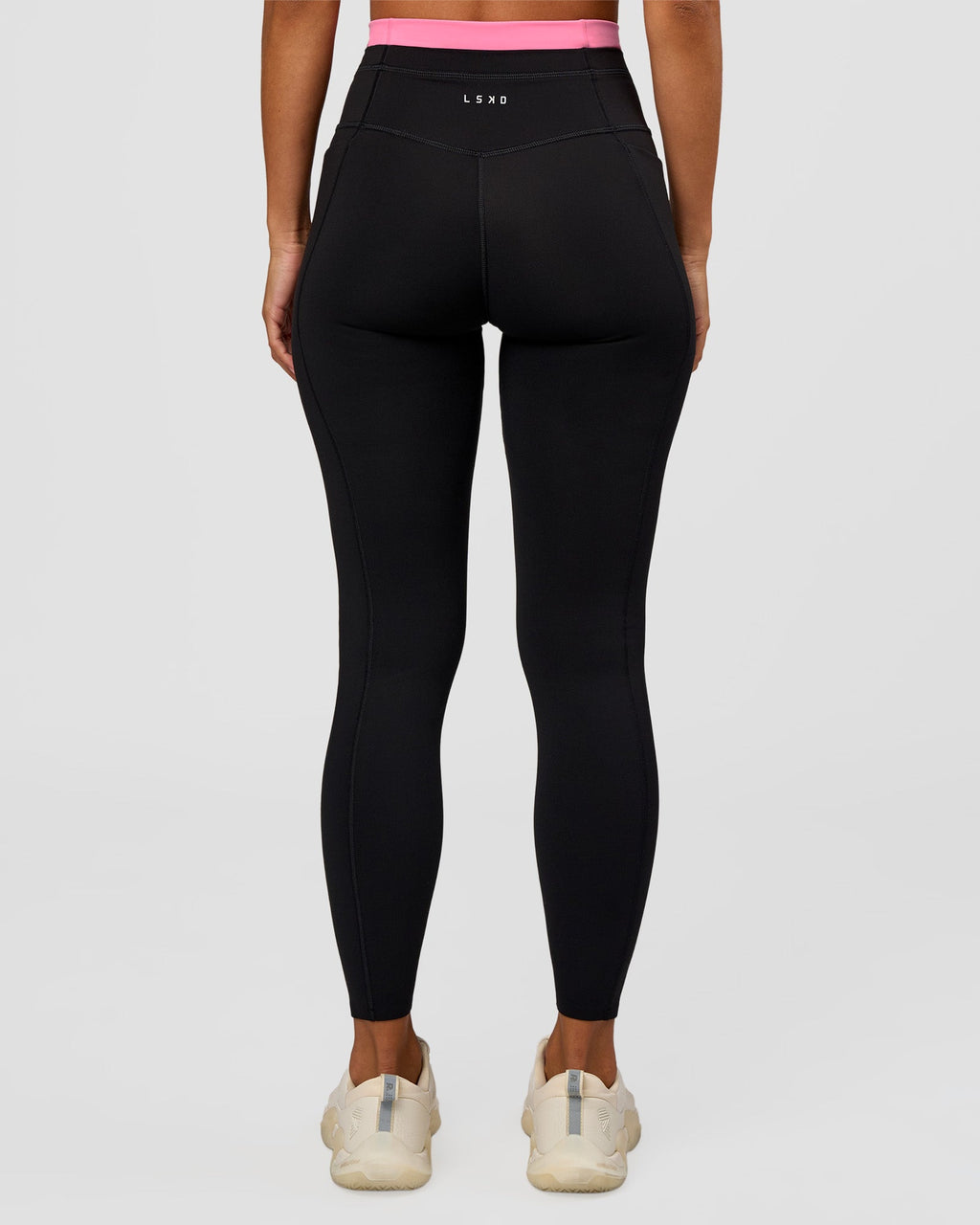 Liberate High-Rise Full Length Legging Pockets - Black-Candy Pink