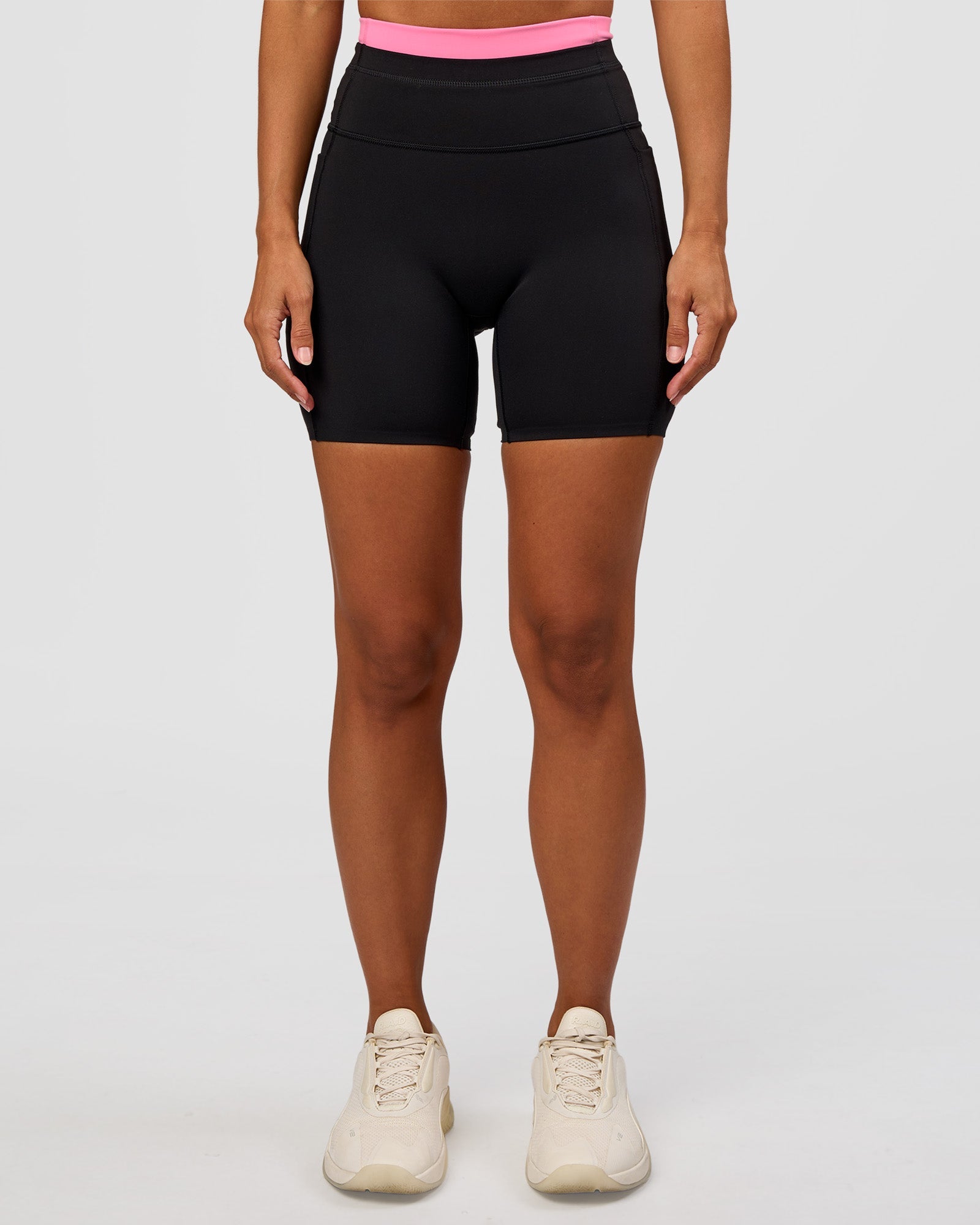 Liberate High-Rise 6" Short Pockets - Black-Candy Pink