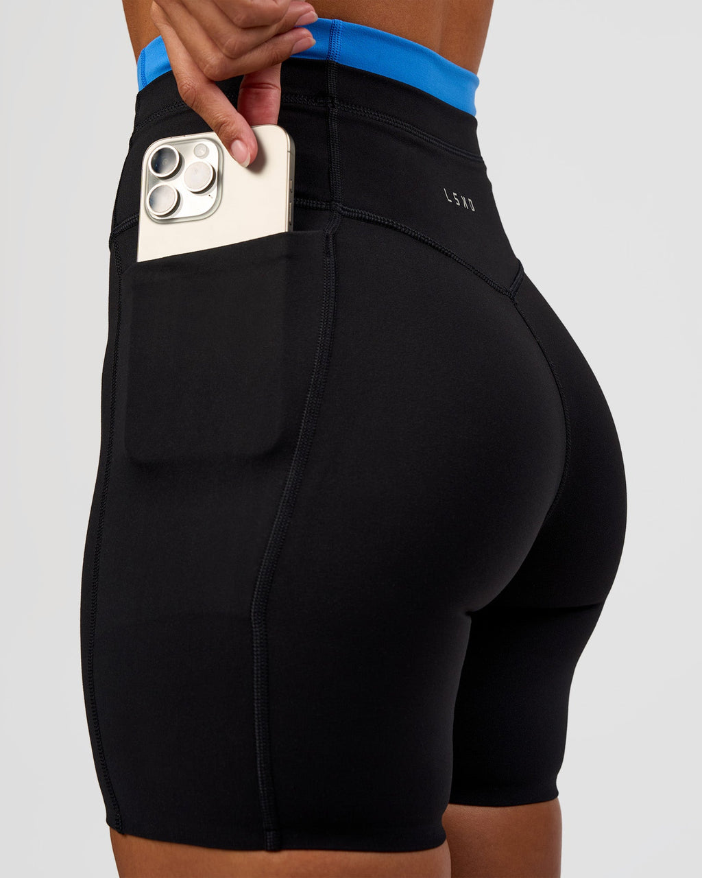Liberate High-Rise 6" Short Pockets - Black-Palace Blue