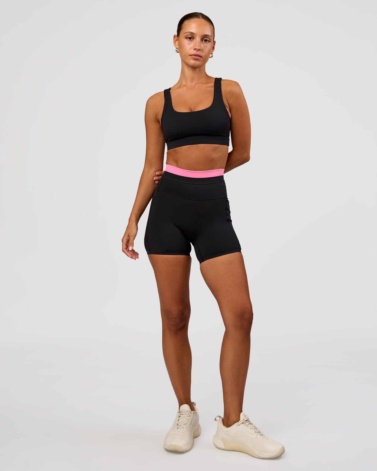 Liberate High-Rise 4" Short Pockets - Black-Candy Pink