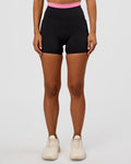 Liberate High-Rise 4" Short Pockets - Black-Candy Pink