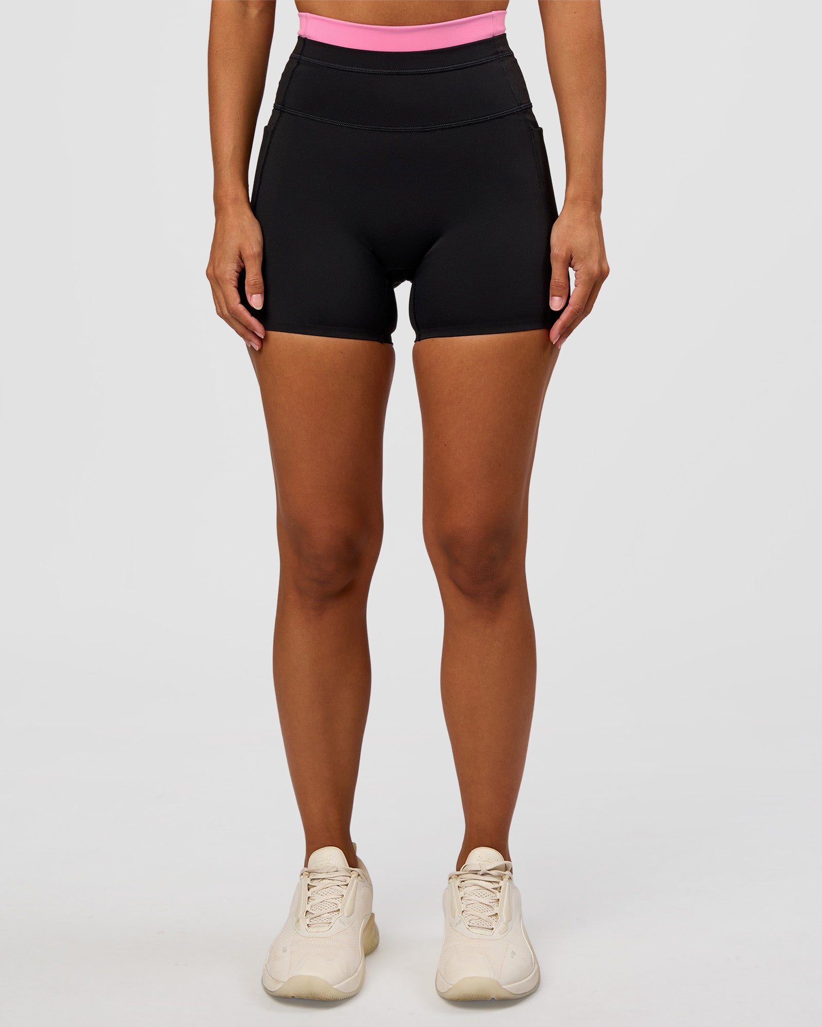 Liberate High-Rise 4" Short Pockets - Black-Candy Pink