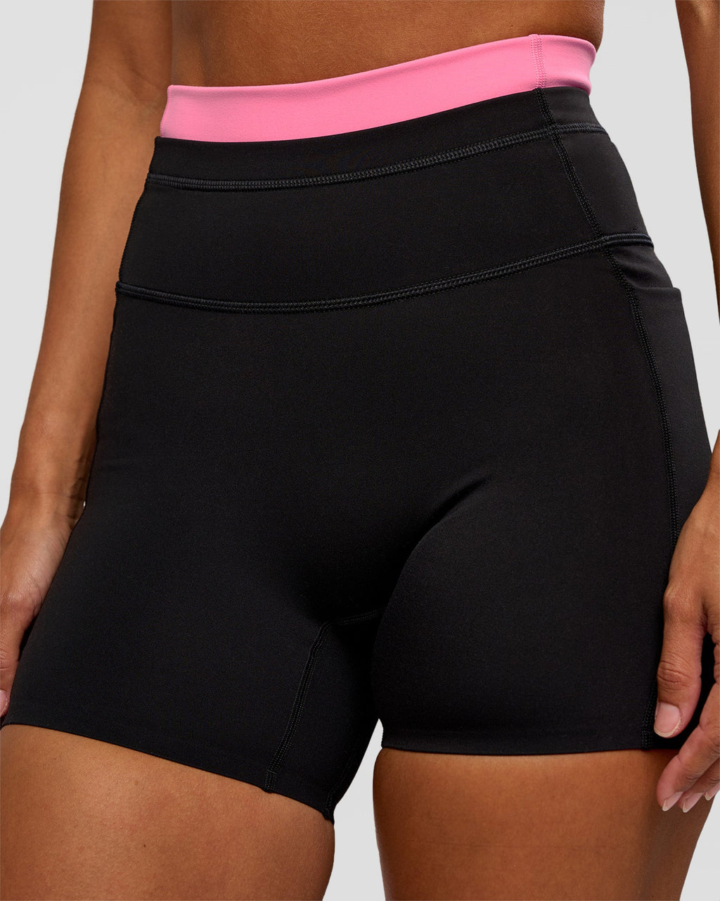 Liberate High-Rise 4" Short Pockets - Black-Candy Pink