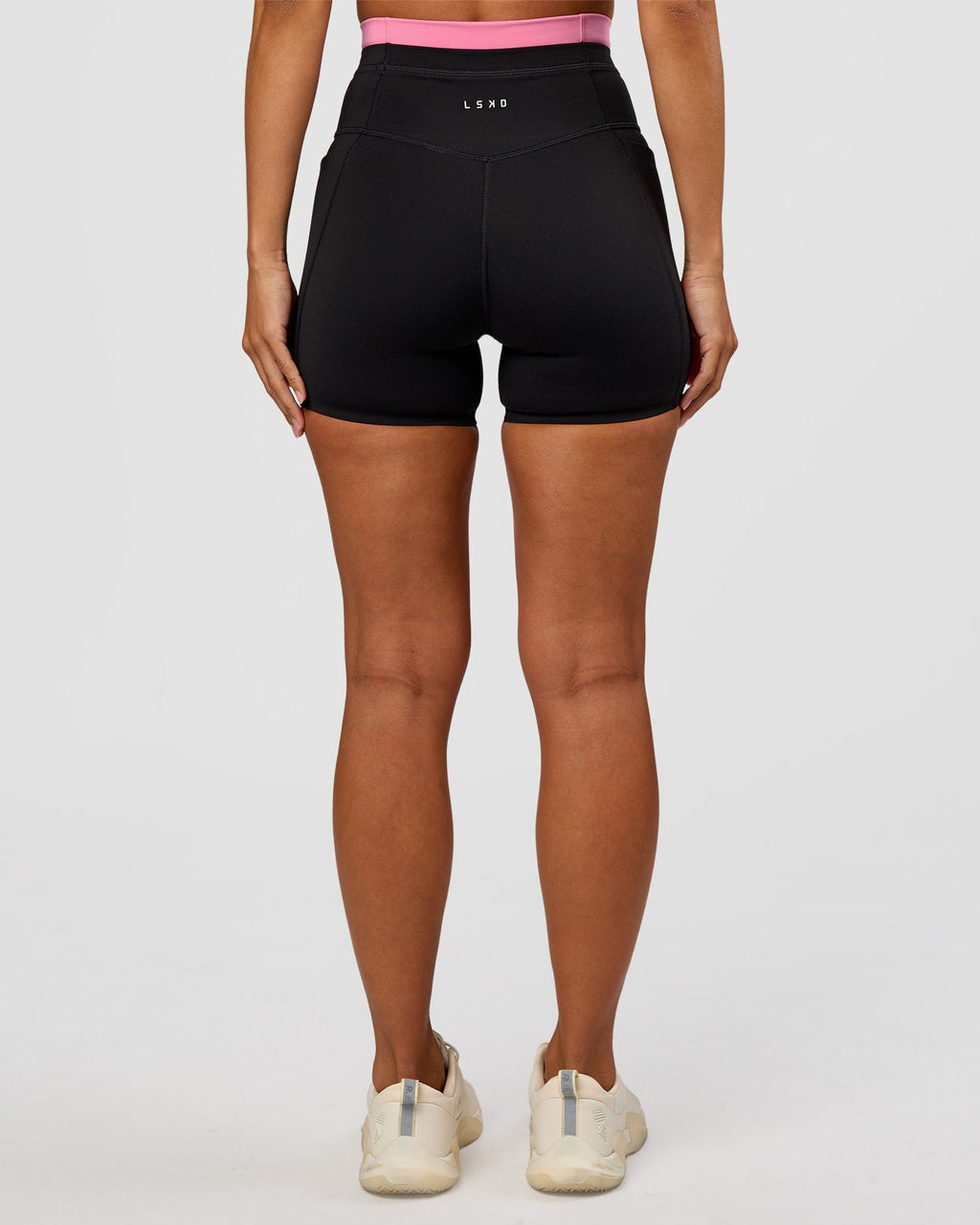 Liberate High-Rise 4" Short Pockets - Black-Candy Pink