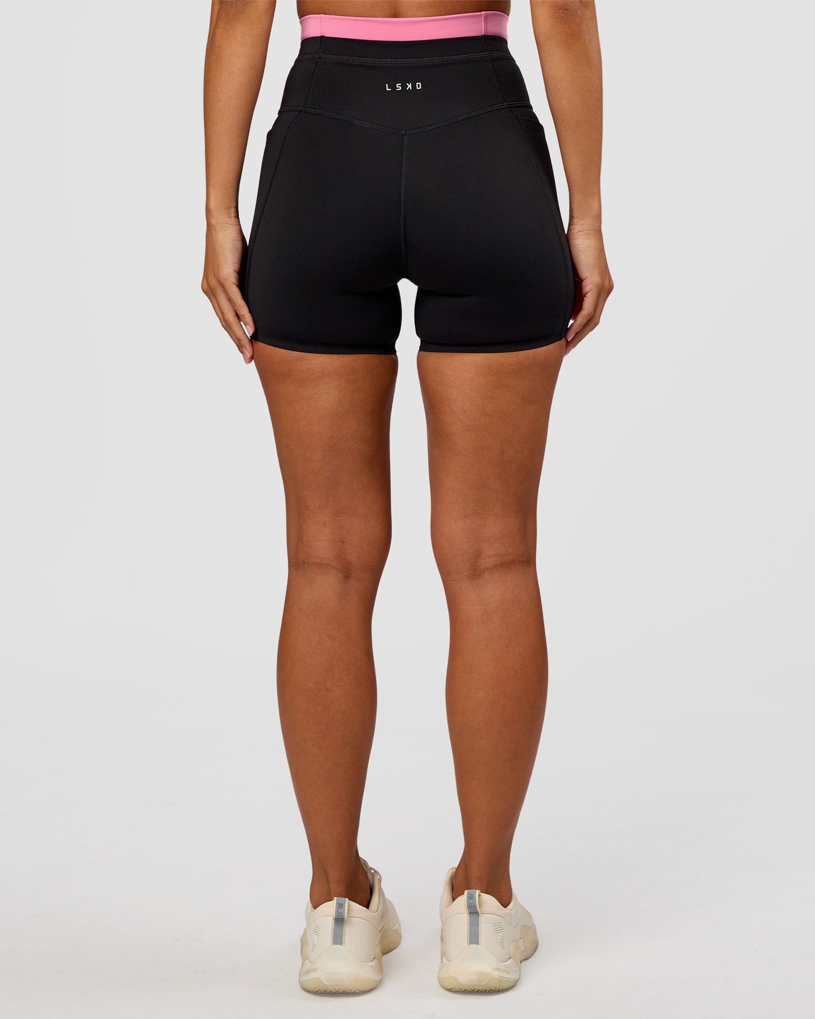 Liberate High-Rise 4" Short Pockets - Black-Candy Pink
