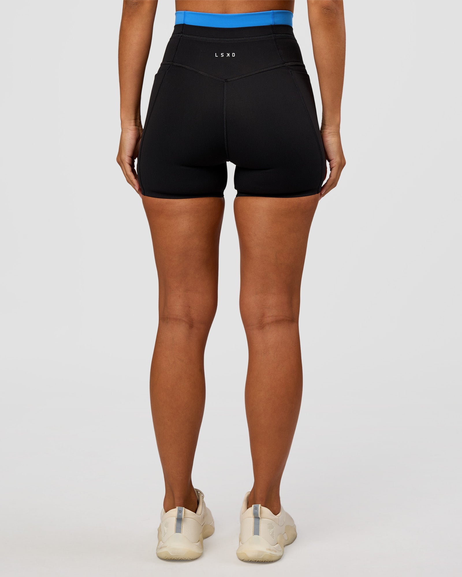 Liberate High-Rise 4" Short Pockets - Black-Palace Blue