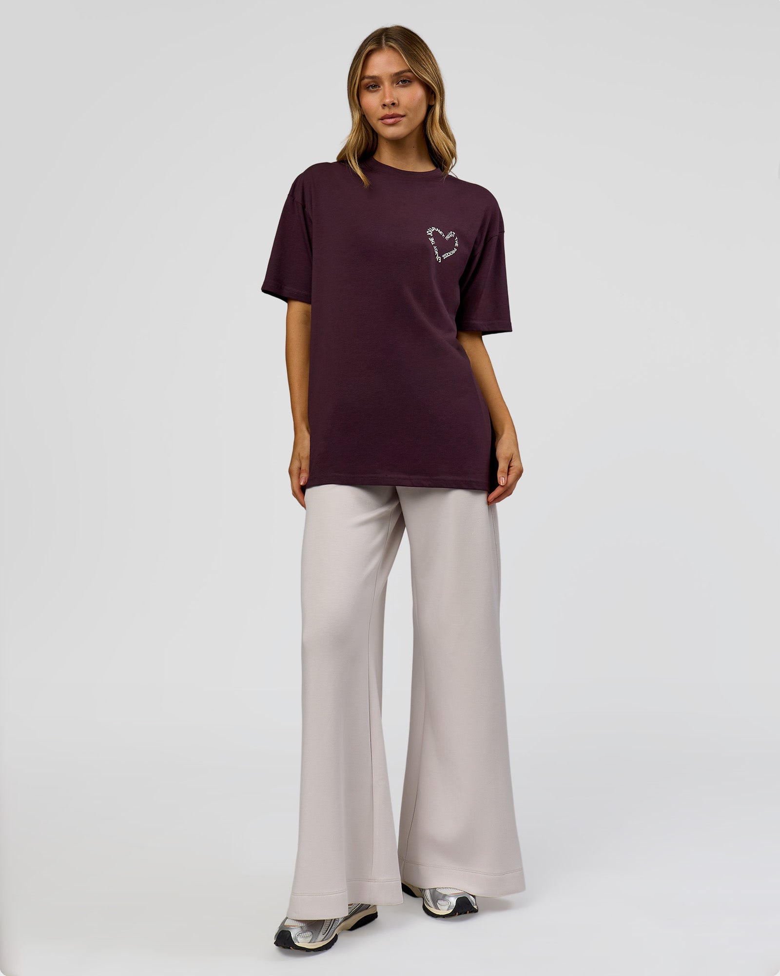 Love The Process FLXCotton Oversize Tee - Midnight Plum-White