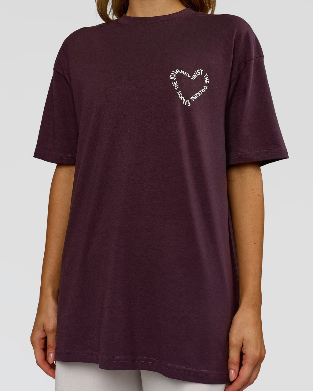 Love The Process FLXCotton Oversize Tee - Midnight Plum-White