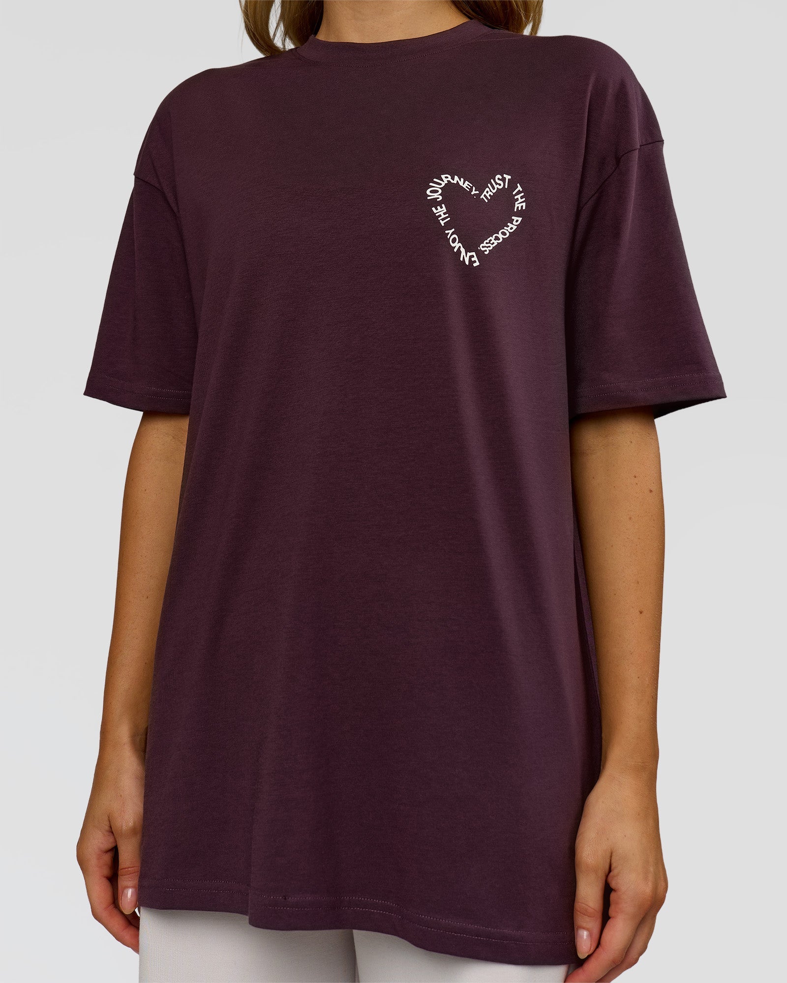 Love The Process FLXCotton Oversize Tee - Midnight Plum-White