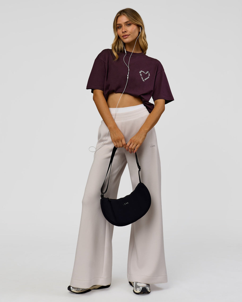Love The Process FLXCotton Oversize Tee - Midnight Plum-White