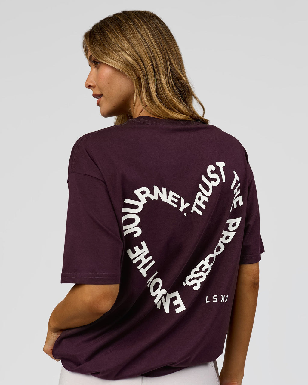 Love The Process FLXCotton Oversize Tee - Midnight Plum-White