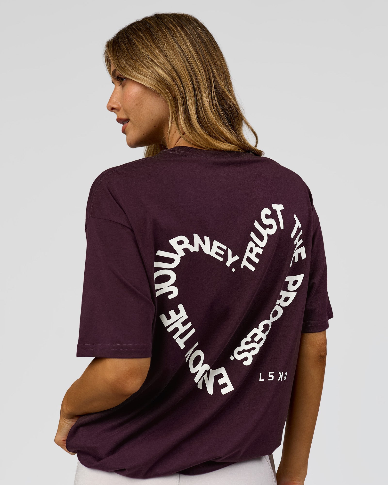 Love The Process FLXCotton Oversize Tee - Midnight Plum-White