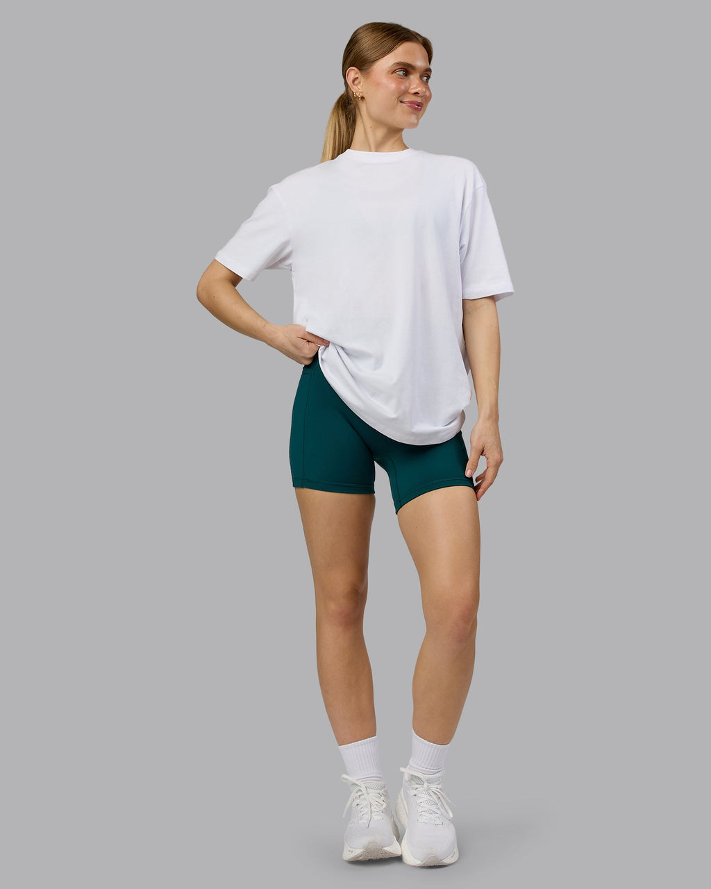 Love The Run FLXCotton Tee Oversize - White-Dark Moss