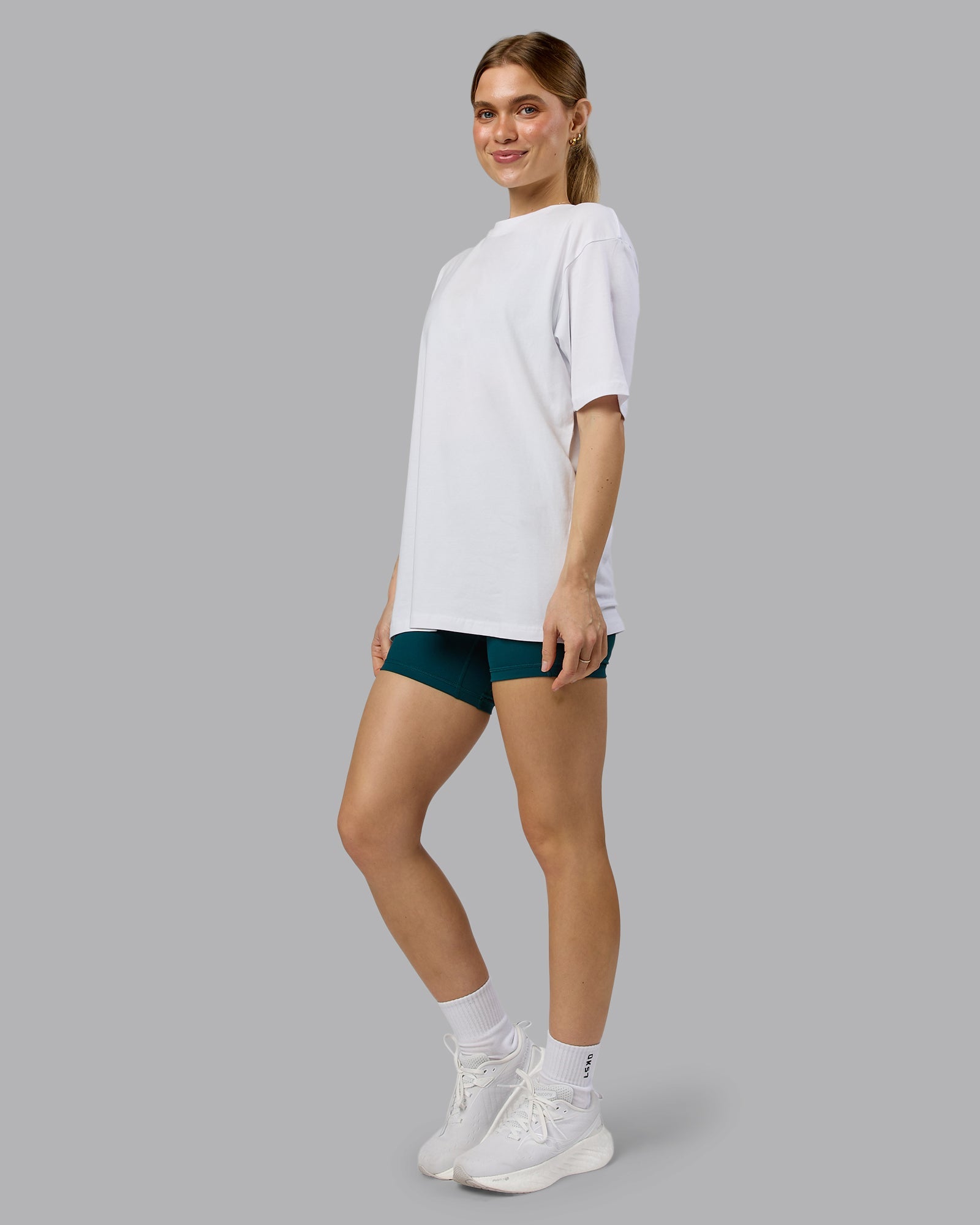 Love The Run FLXCotton Tee Oversize - White-Dark Moss