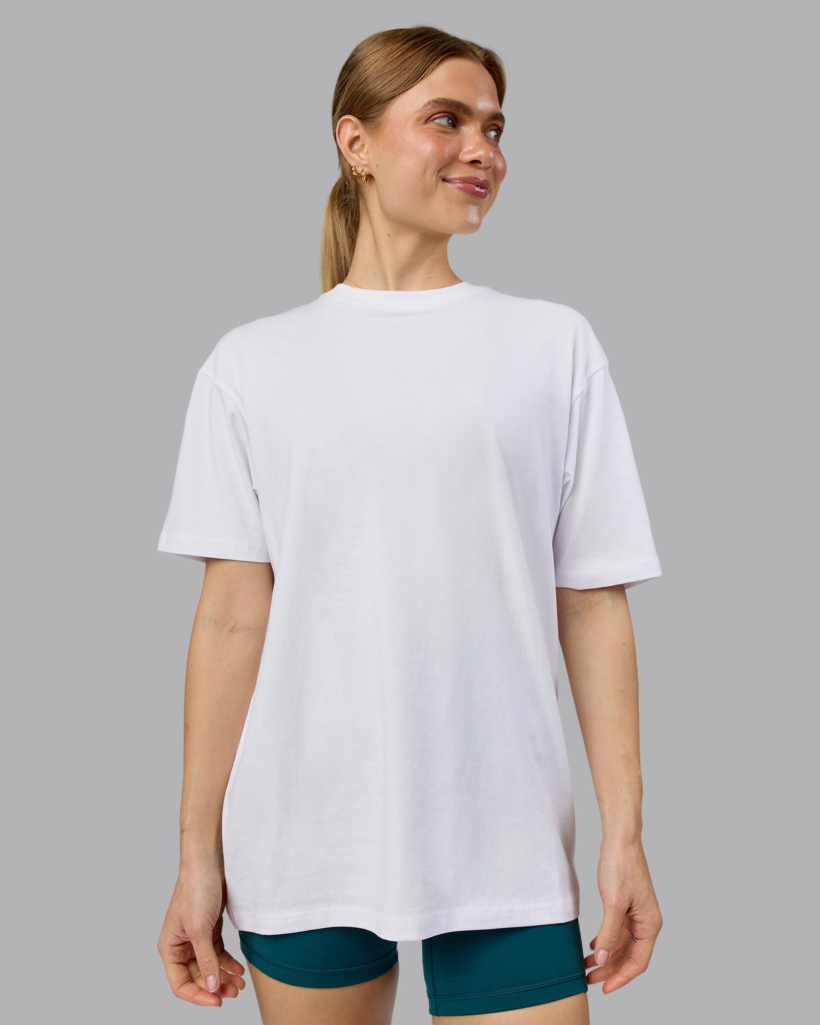 Love The Run FLXCotton Tee Oversize - White-Dark Moss