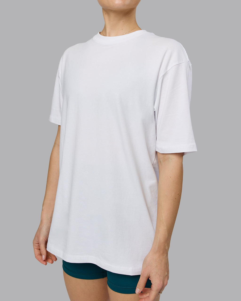 Love The Run FLXCotton Tee Oversize - White-Dark Moss