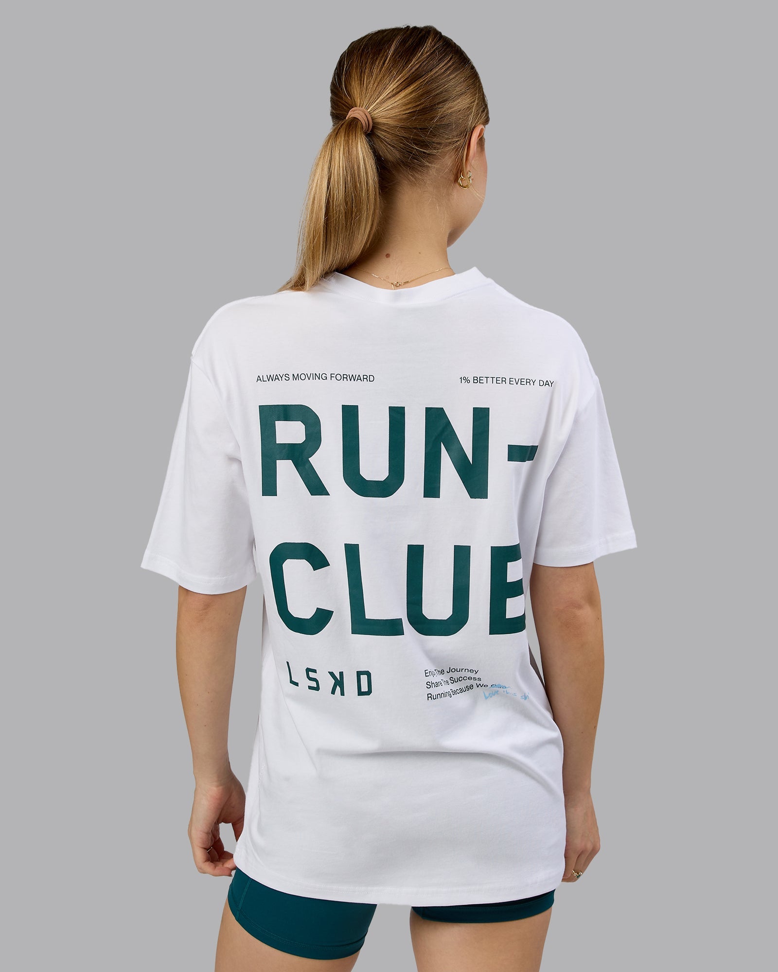 Love The Run FLXCotton Tee Oversize - White-Dark Moss