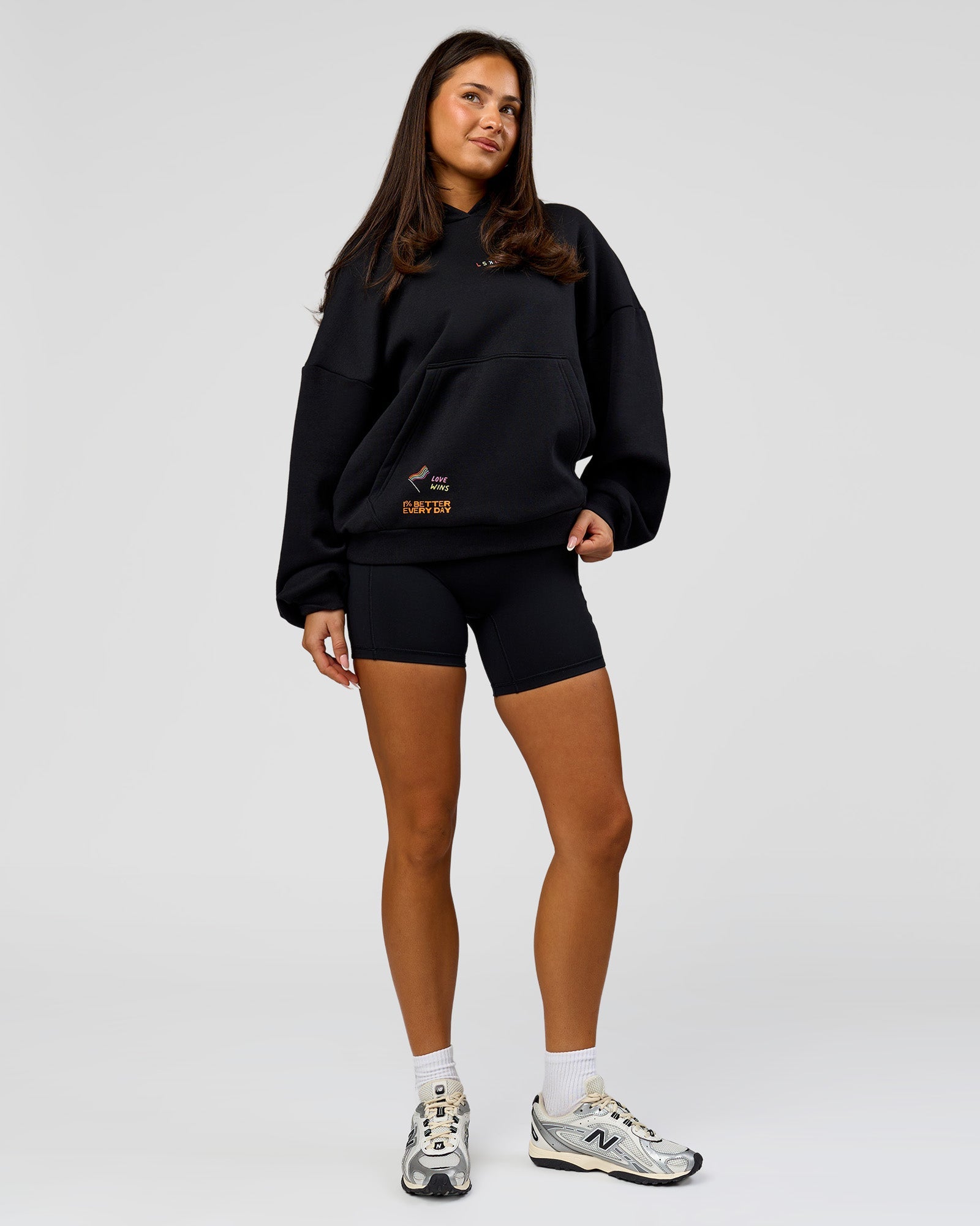 Pride Sticker Boxy Hoodie - Black