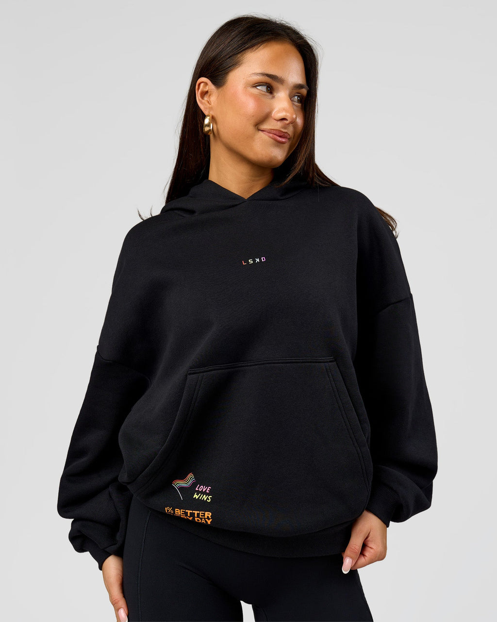 Pride Sticker Boxy Hoodie - Black