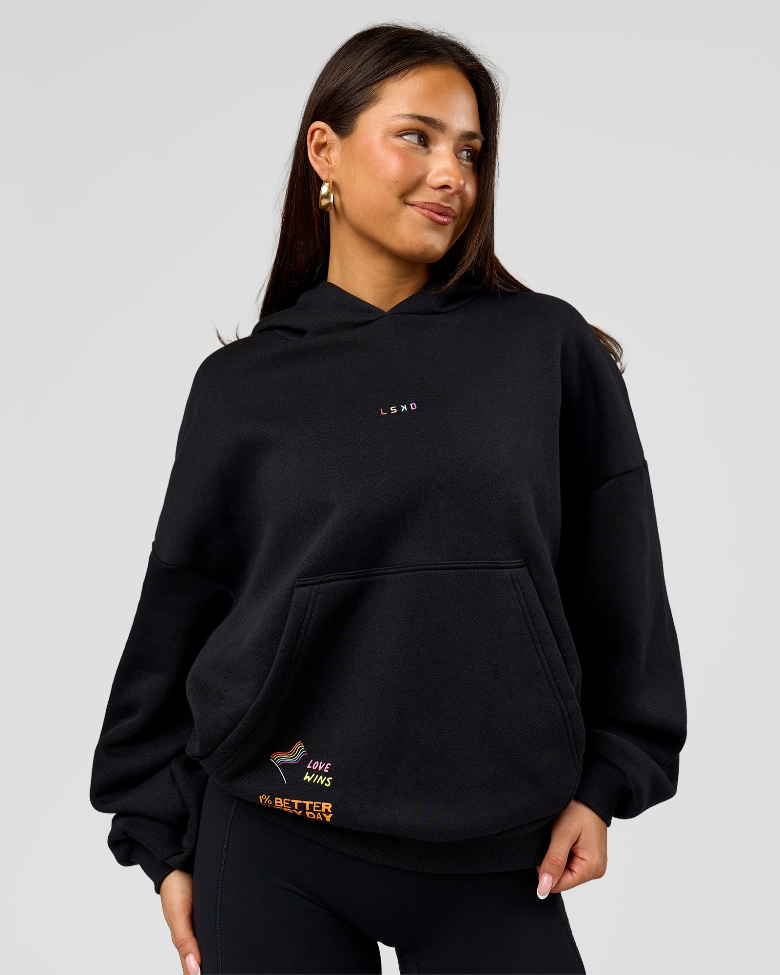 Pride Sticker Boxy Hoodie - Black