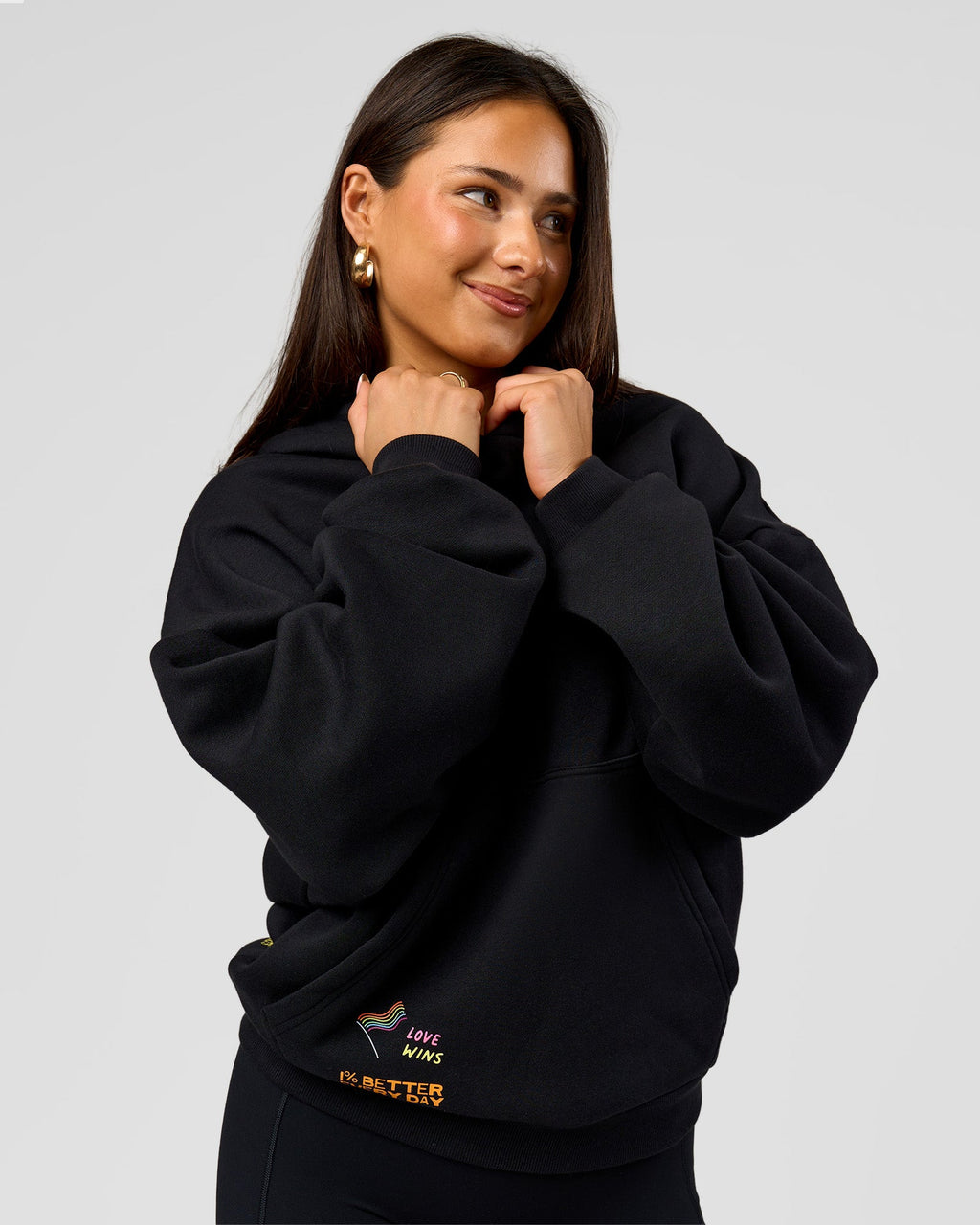 Pride Sticker Boxy Hoodie - Black