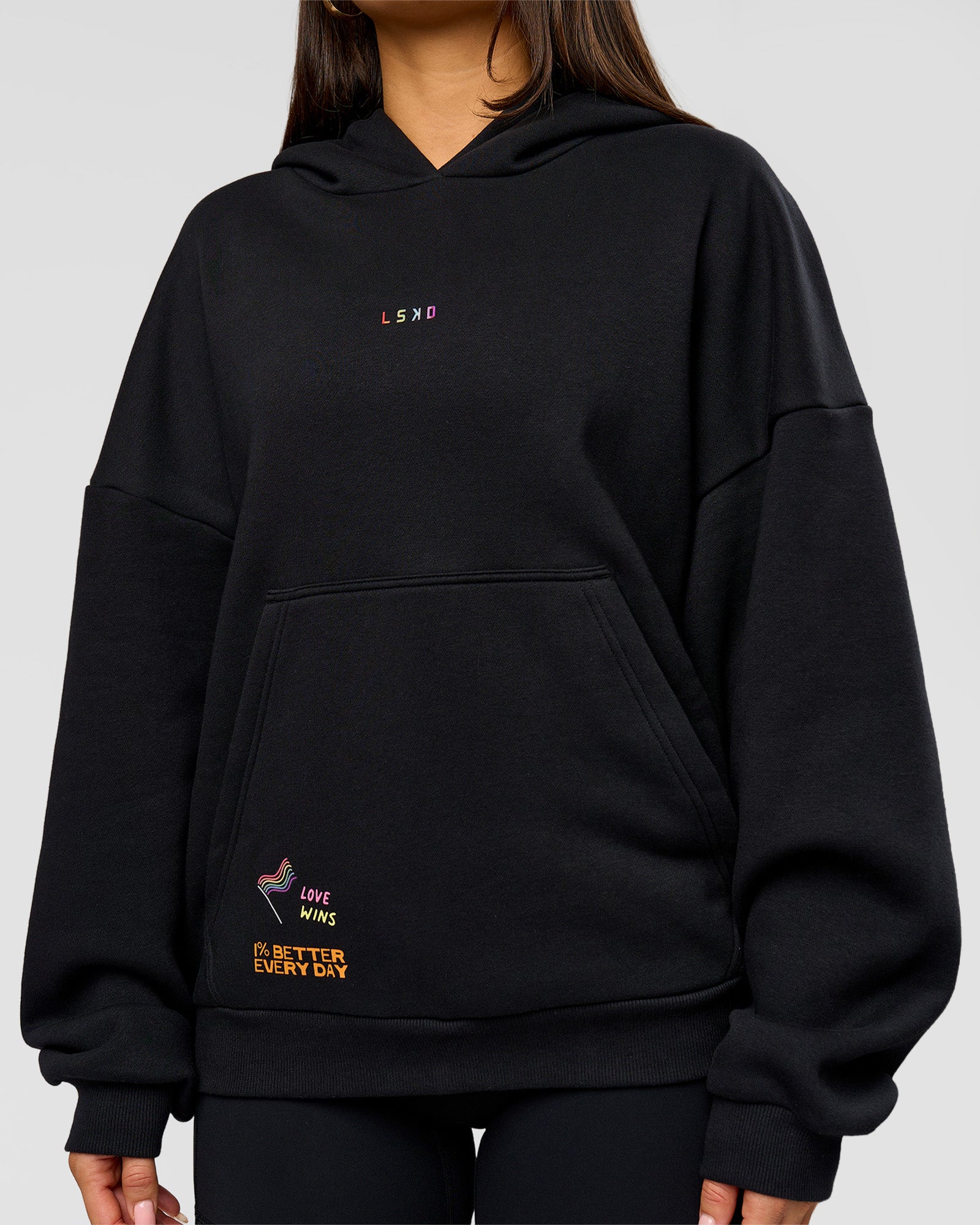 Pride Sticker Boxy Hoodie - Black