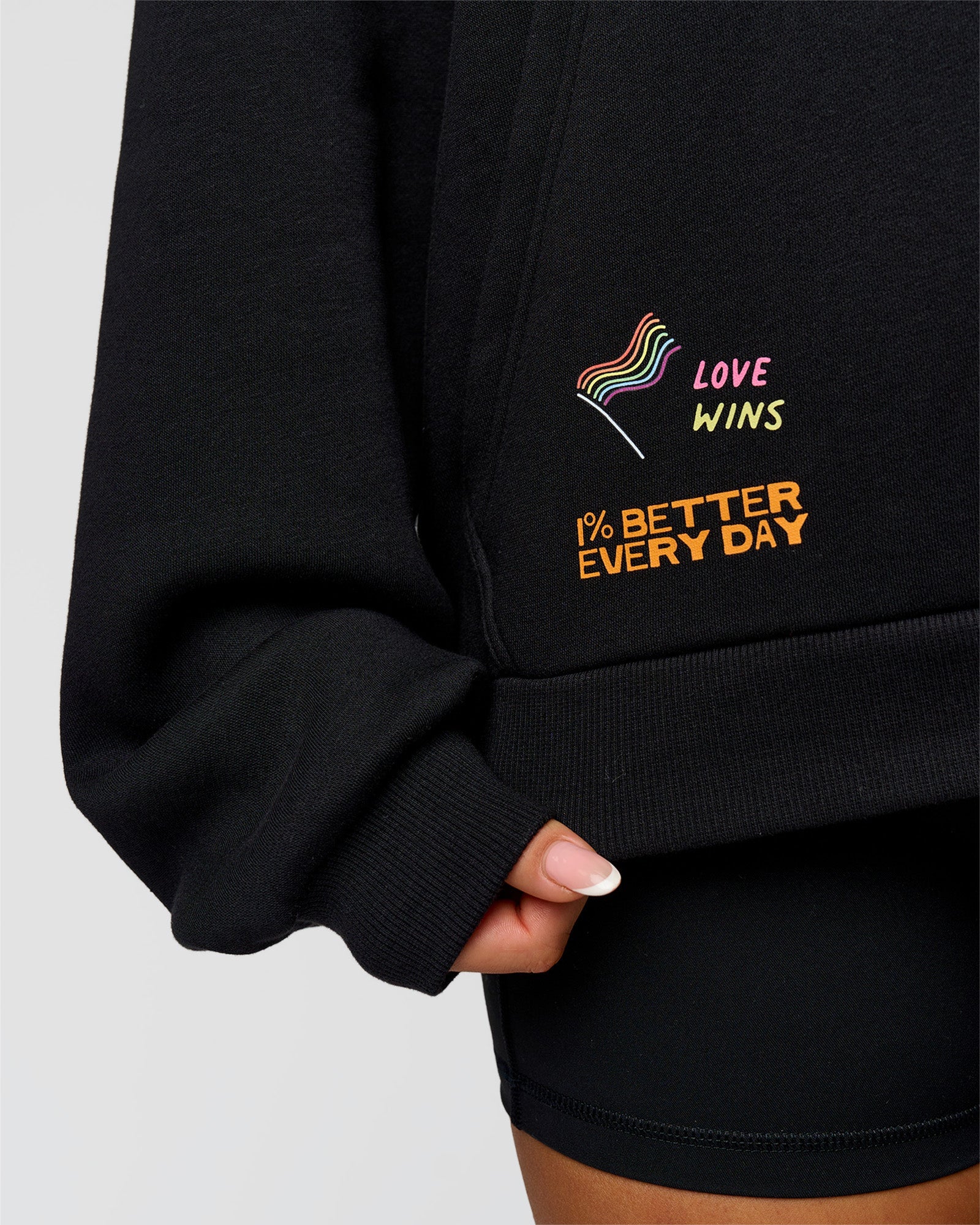Pride Sticker Boxy Hoodie - Black