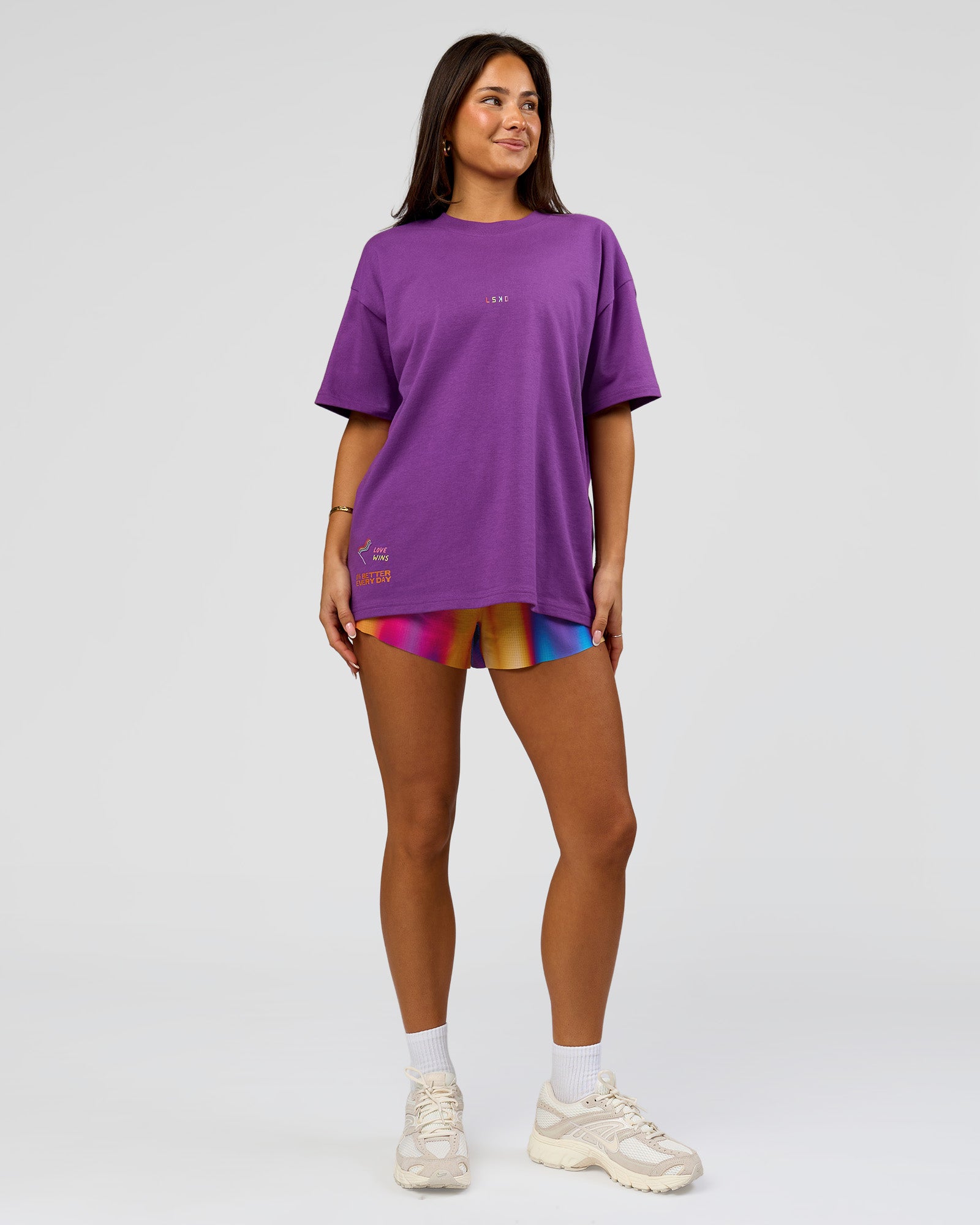 Pride Sticker Boxy Tee - Fresh Purple
