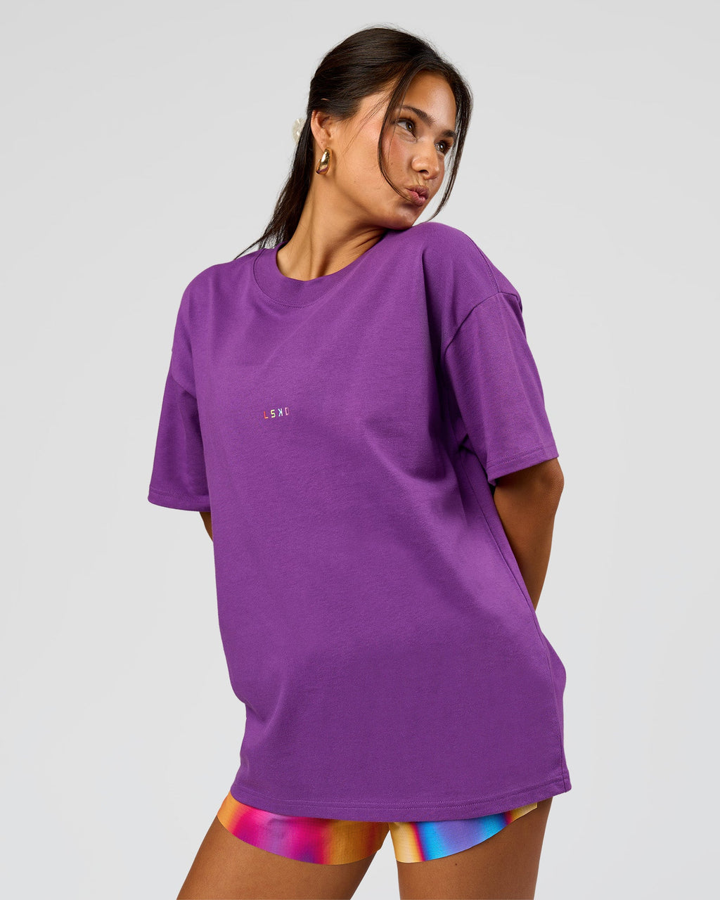 Pride Sticker Boxy Tee - Fresh Purple