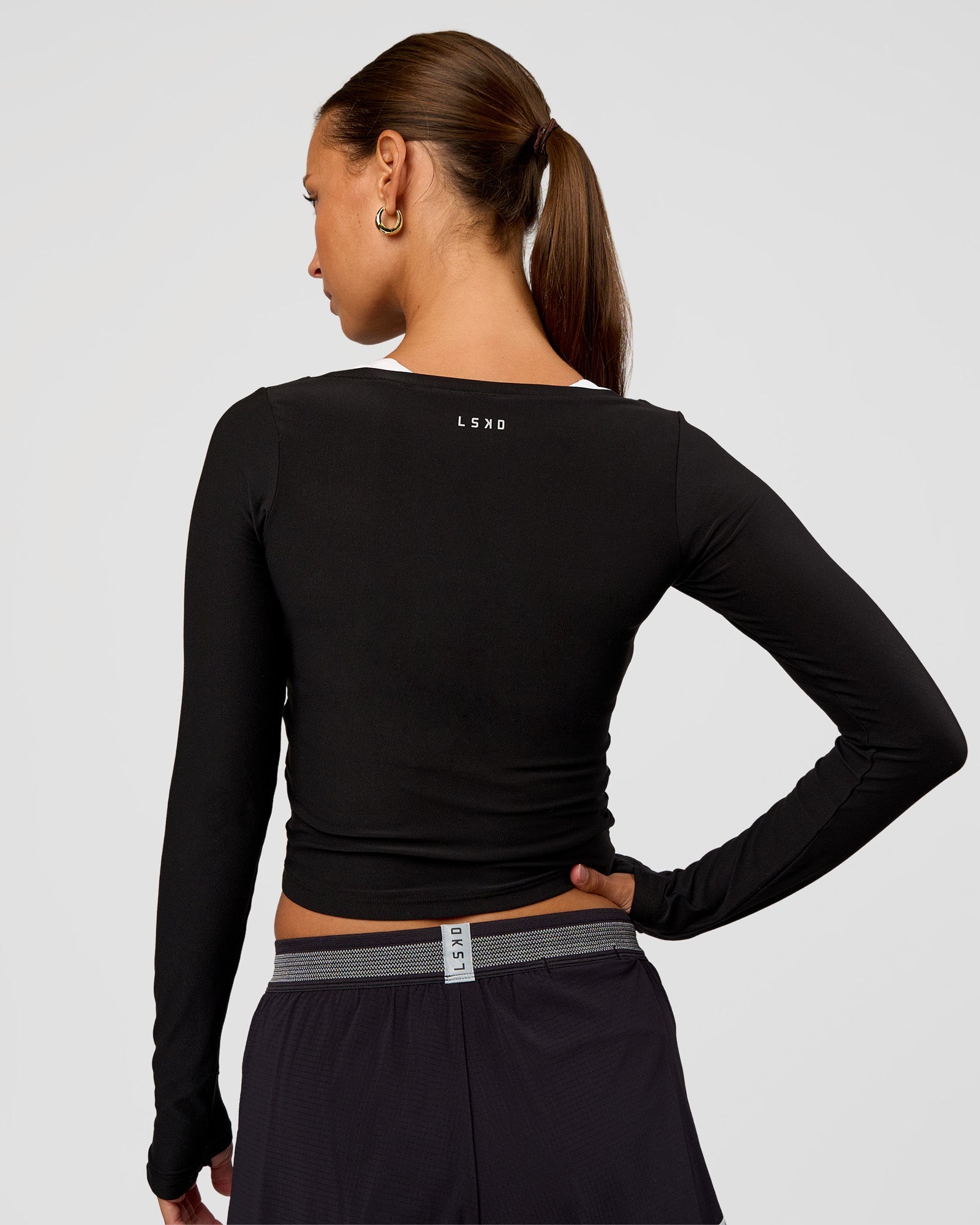 Scrunch Long Sleeve Tee - Black