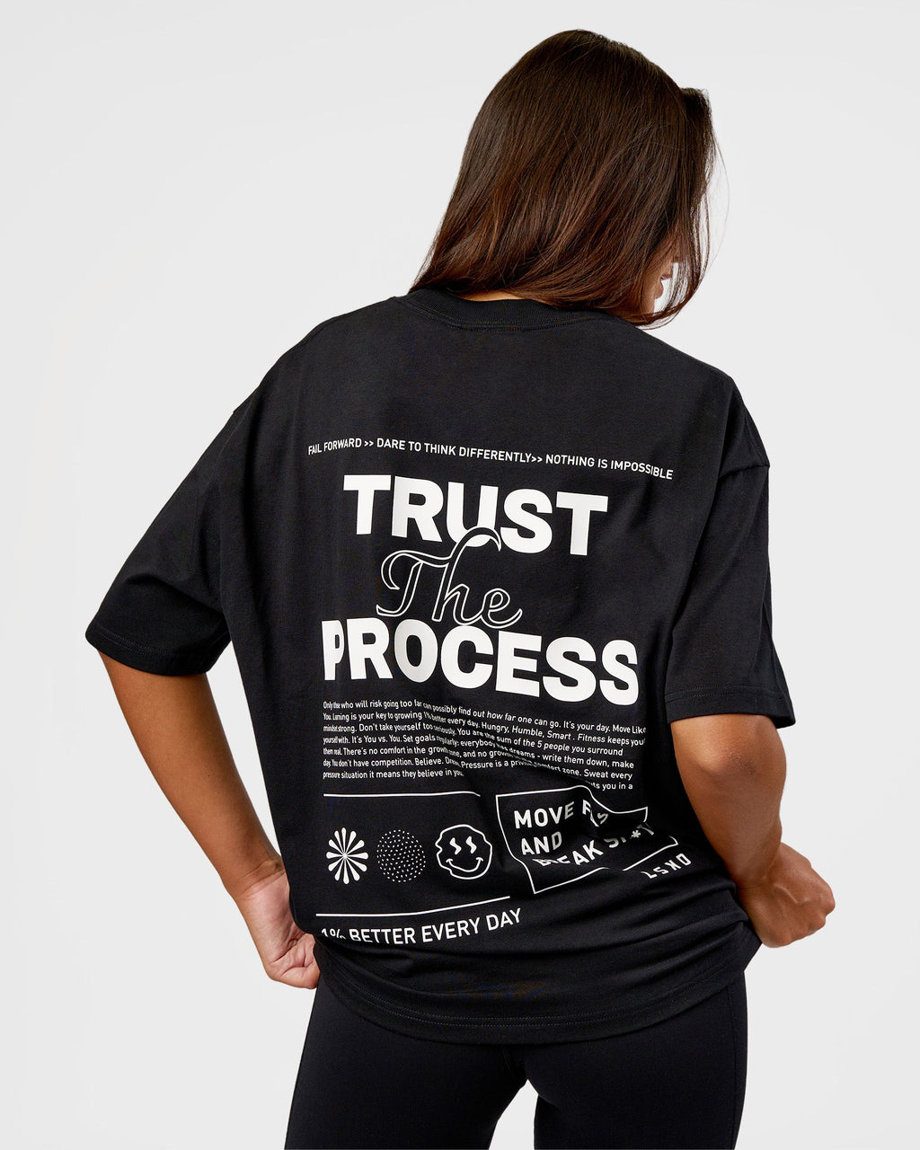 Trust The Process Heavyweight Unisex Oversized Tee - Black-White