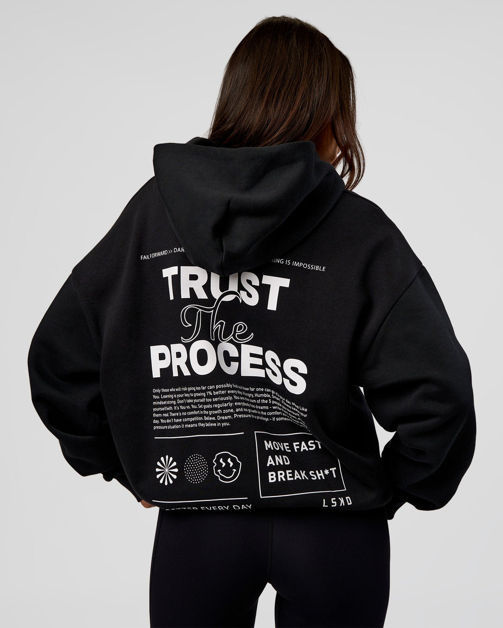 Trust The Process Unisex Oversized Hoodie - Black-White