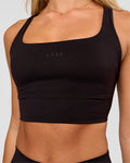 Twist Long Line Sports Bra - Black