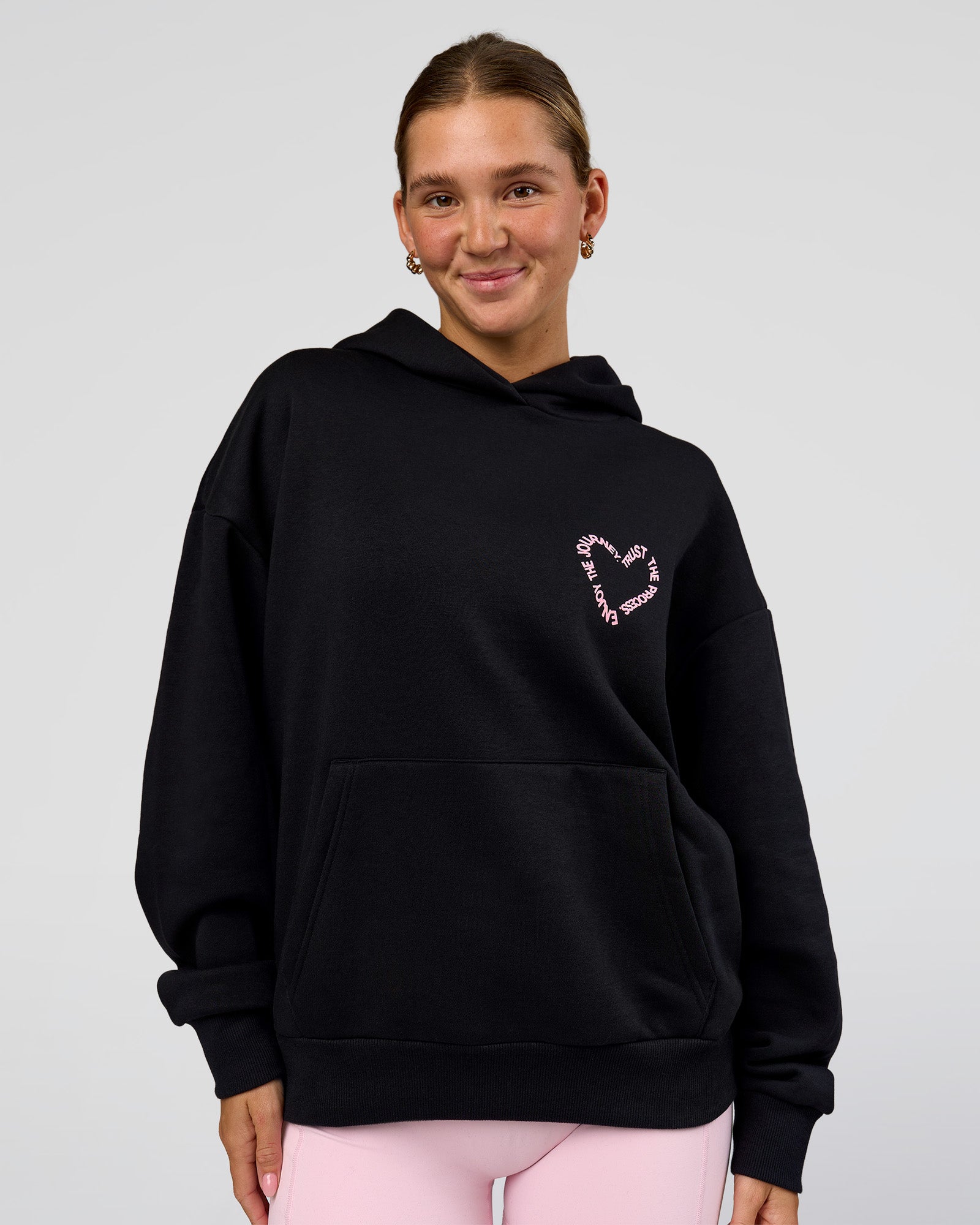 Unisex Love The Process Oversize Hoodie - Black-Marshmallow