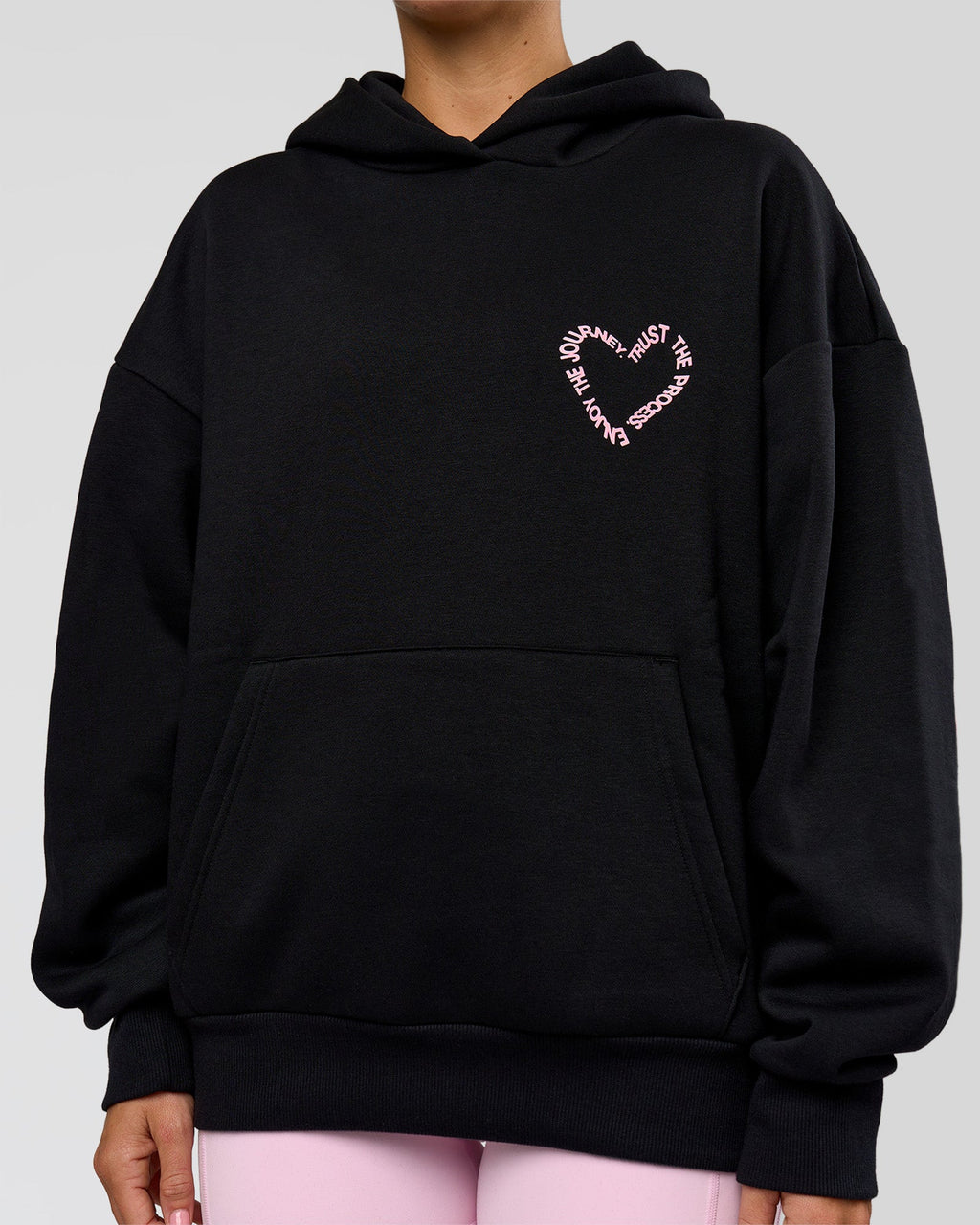 Unisex Love The Process Oversize Hoodie - Black-Marshmallow