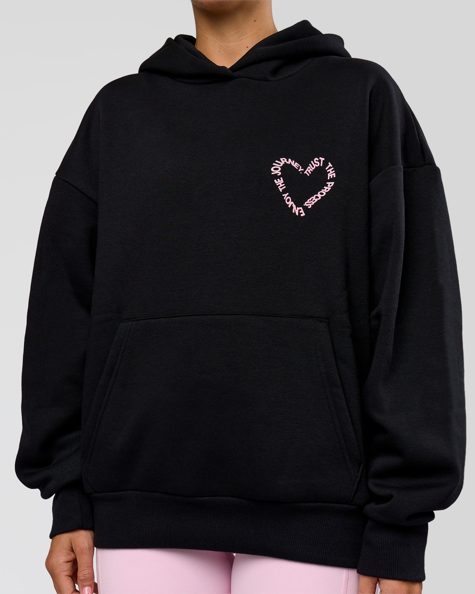 Unisex Love The Process Oversize Hoodie - Black-Marshmallow